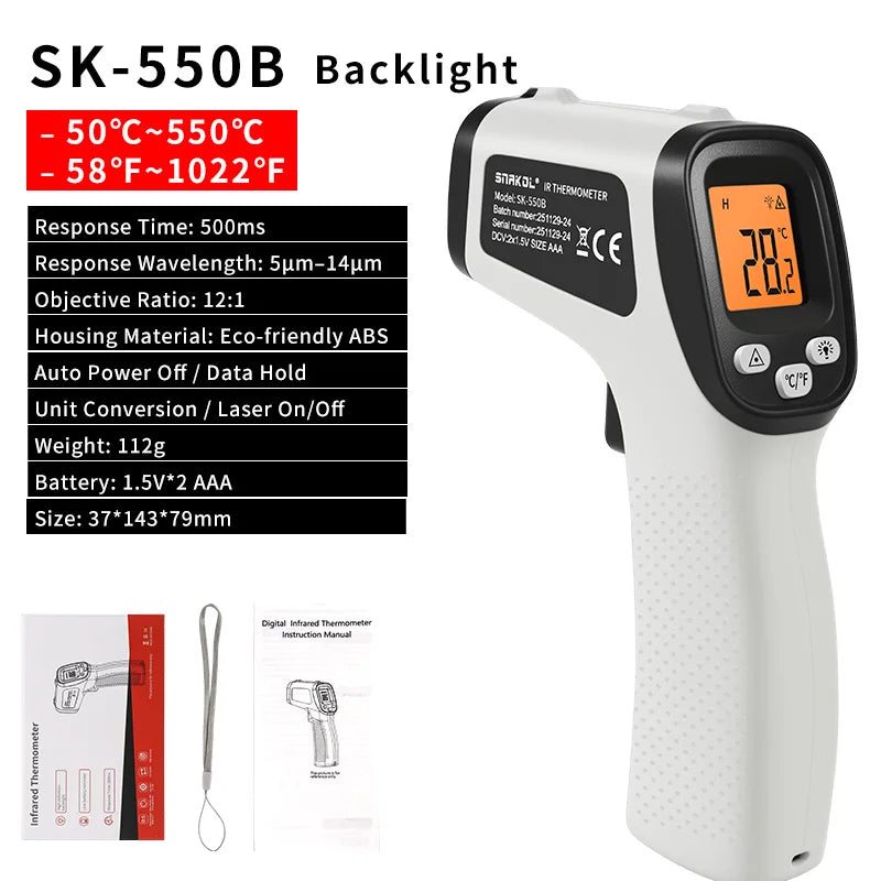 SNAKOL Infrared Non-Contact Thermometer Handheld Temperature Gun SK-400A/SK-400B/SK-550B