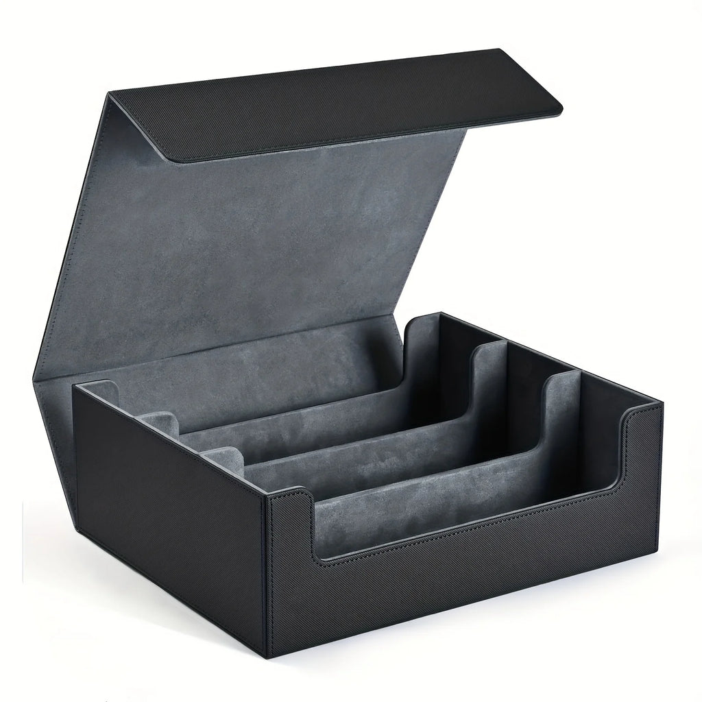 Trading card storage box, can hold 1800+ single decks, magnetic closure PU leather card box, fits for TCG,Yugion cards