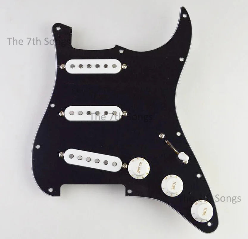 SSS Strat-Style Loaded Pickguard Prewired Alnico 5 Single Coil Set, 3-Ply Black