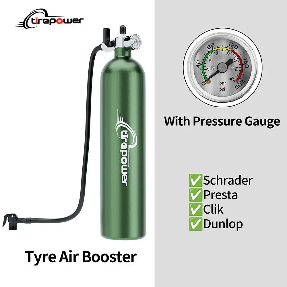 Ctrepower Tubeless Tire Inflator Bottle Booster with Pressure Gauge, Presta/Schrader, Black