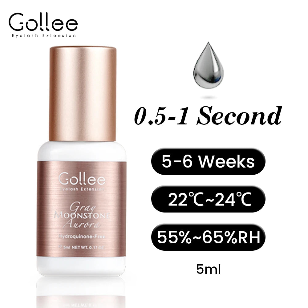 Gollee 0.5-1s Fast drying lashes glue Latex-free Eyelash Extensions Glue 5ml Professional Waterproof eyelash extension supplies