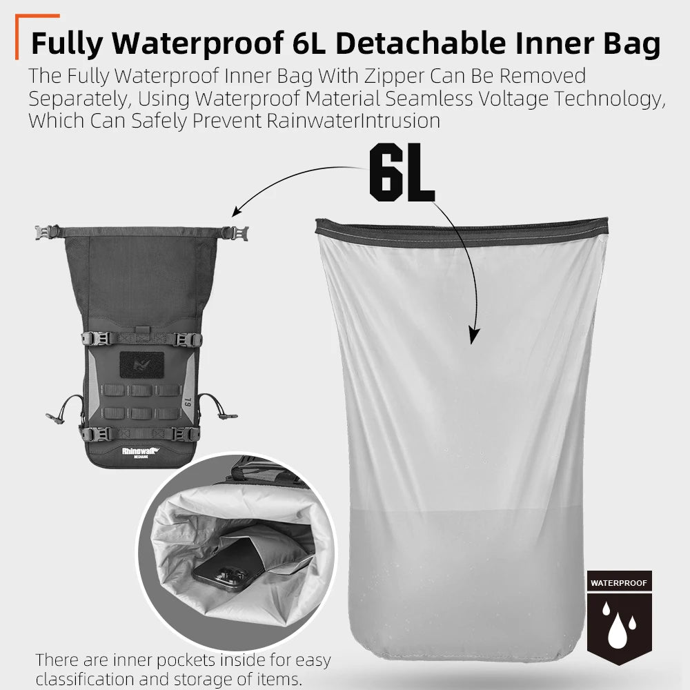 Rhinowalk Motorcycle Bumper Bag Waterproof 6L Universal Motorcycle Side Frame Bag with Internal Support Travel Luggage Tool Box
