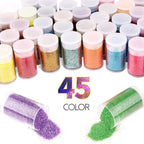 45 Colors Holographic Loose Glitter Mix Set - Chunky Hexagon + Fine Powder for Nail Art & Resin