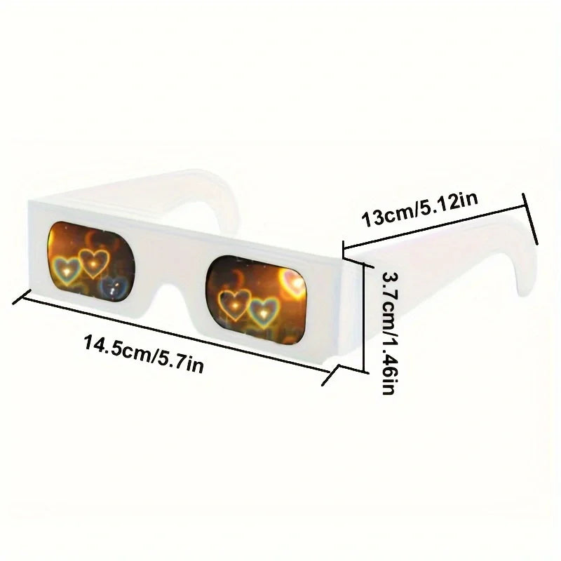 50pcs Love Heart Shaped Effects 3D Glasses Watch The Lights Change to Heart Shape At Night Diffraction Glasses Women Glasses