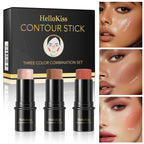 1 Set of 3 Contouring Sticks, Highlighter Sticks, and Blush Sticks, 3-Piece Cream Contouring Set, Creates Facial Contours, Non-Greasy