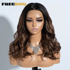 FREEDOM Synthetic Lace Front Wigs For Women 20 inch Short Bob Curly Natural Wavy Wig Ombre Blonde Brown White Wig Cosplay Wig