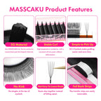 10cases/lot MASSCAKU U Shape 6D W Lash Extensions Mixed Length Handmade Double Tips Premade Fans Volume False Eyelashes in Stock