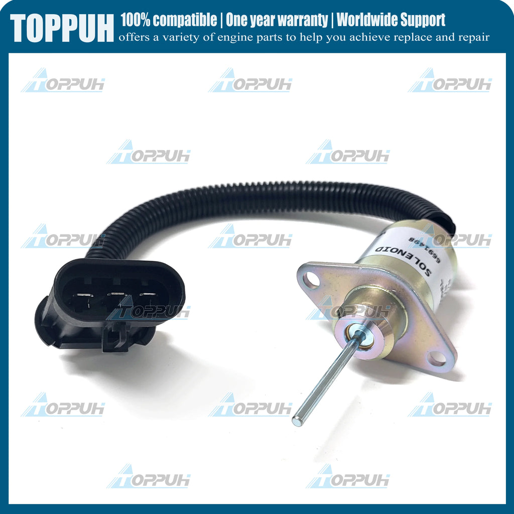Fuel Shut Off Solenoid 12V for Bobcat 6691498 S130 S150 S160 S175 S185 S205 S450 Silver
