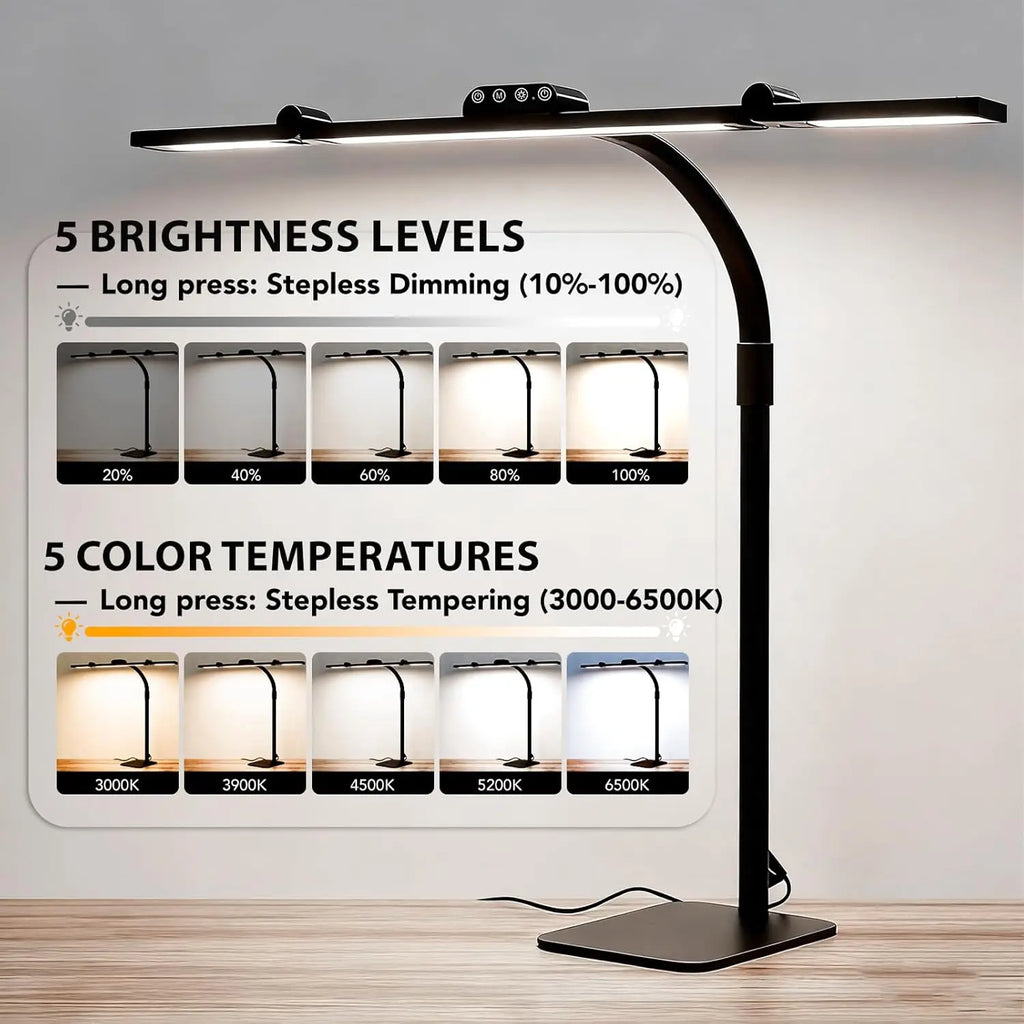 Ultra Bright LED Desk Lamp with Base, Dimmable 28.2" Flexible Adjustable Gooseneck Swing Arm Table Light for Home Office