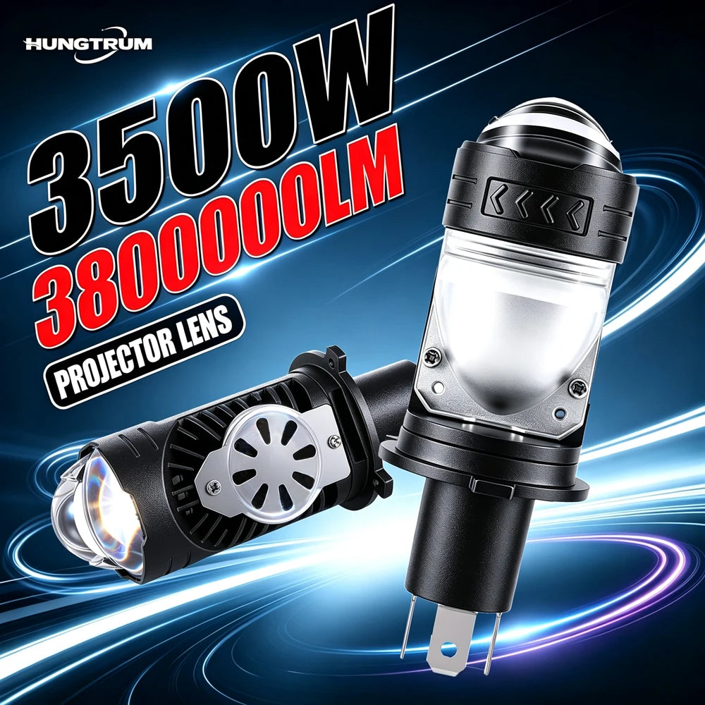H4 LED Projector Lens Headlight 3800000LM 3500W Super Bright h4 Led Headlamp Wireless With Fan Turbo Lights Plug And Play 6000K