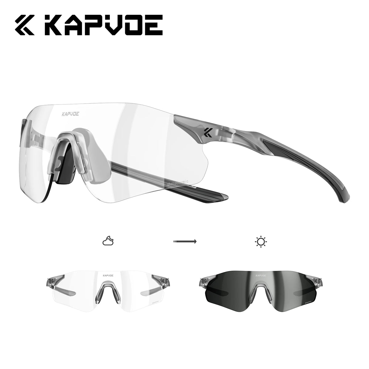 Kapvoe New Cycling Photochromic Glasses Men Women Road Bicycle Sunglasses UV400 Sports Riding Eyewear Outdoor Running Goggles