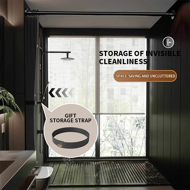 Fashionable Foldable Double-Sided Magnetic Shower Curtain Thick Fabric Home Decor Shower Partition Curtain for Bathroom Decor