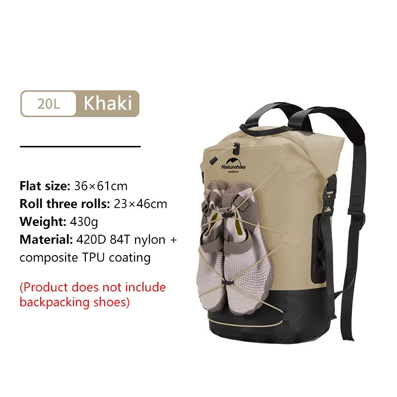 Naturehike TB03 TPU Waterproof Dry Bag Wet/Dry Separation 20L 30L 40L Khaki/Yellow