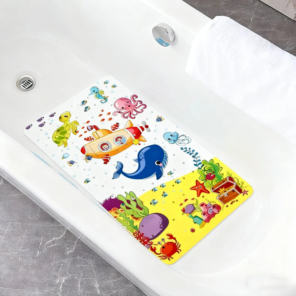 1pc PVC Non-Slip Bath Mat with Suction Cups & Drain Holes 15*27.6in/38*70cm- Fast Draining Shower Mat Bathtub Mat Bathroom Mat