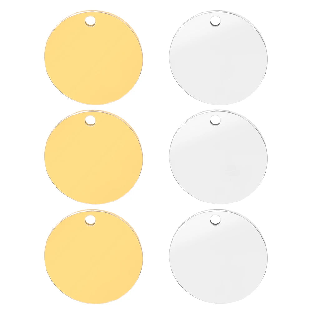 20pcs Stainless Steel Round Pet ID Tag Mirror Finish Collar Name Pendant 25-35mm