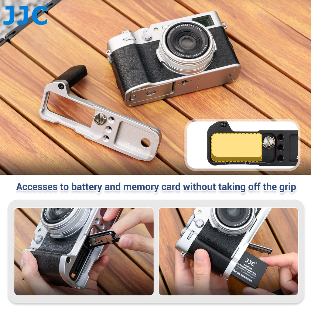JJC X100VI Hand Grip Metal Hand Grip L Bracket for Fujifilm Fuji X100VI Camera Handgrip Holder with Quick Release Plate