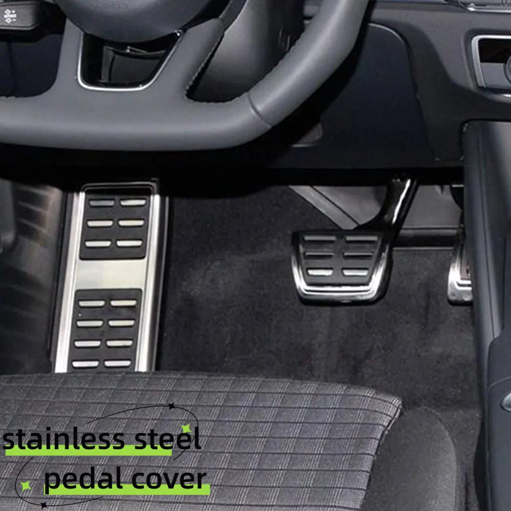 Audi Q5 FY 2018-2022 LHD Stainless Steel Pedal Covers Set, AT/MT with Foot Rest