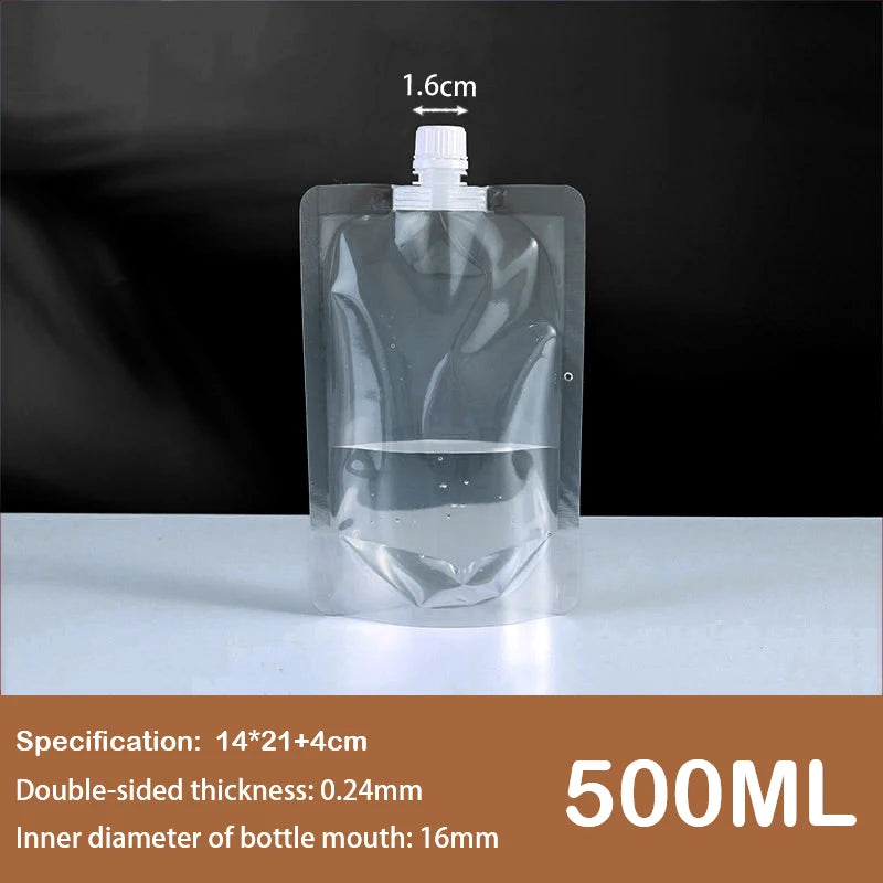 Transparent Spout Beverage Bag Reusable For Outdoor Travel Grain Storage Portable Ic Spout Pouches For Party Fruit Juice Beer