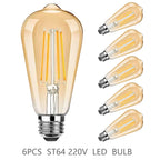 ST64 LED Bulb 6-Pack 4W/6W/8W Edison Retro Vintage Light Bulb - E27 Screw Base 220V 2700K Warm White,  Energy Saving
