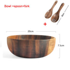 Acacia Wood Salad Soup Bowl Japanese Style Tableware, 20x7.5cm