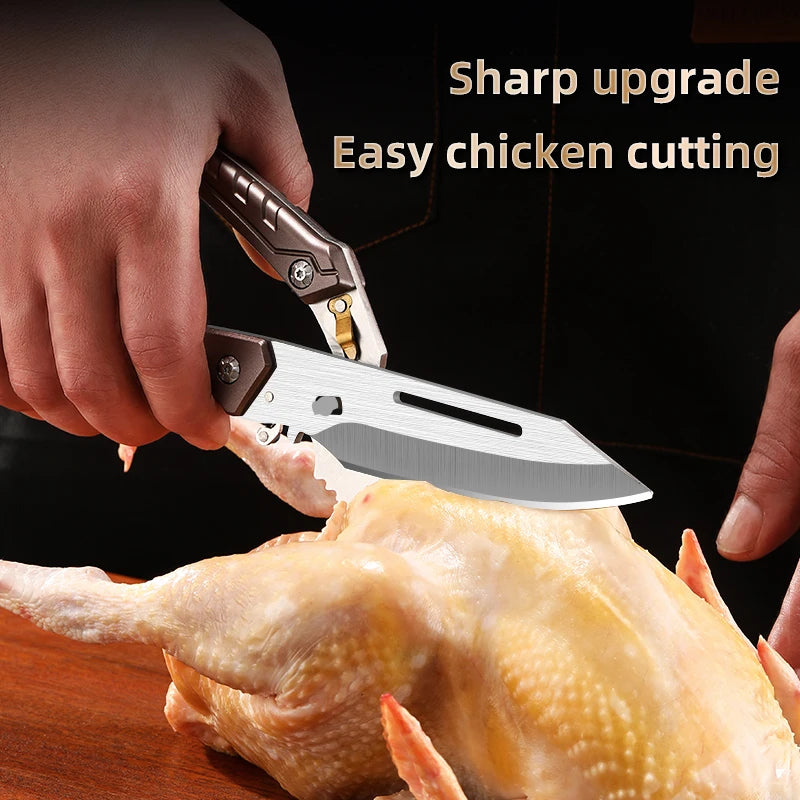 Kitchen Powerful Chicken Bone Food Scissors All Steel Scissors Household Multifunctional Cut Fish Bone Kill Fish Grill Scissors