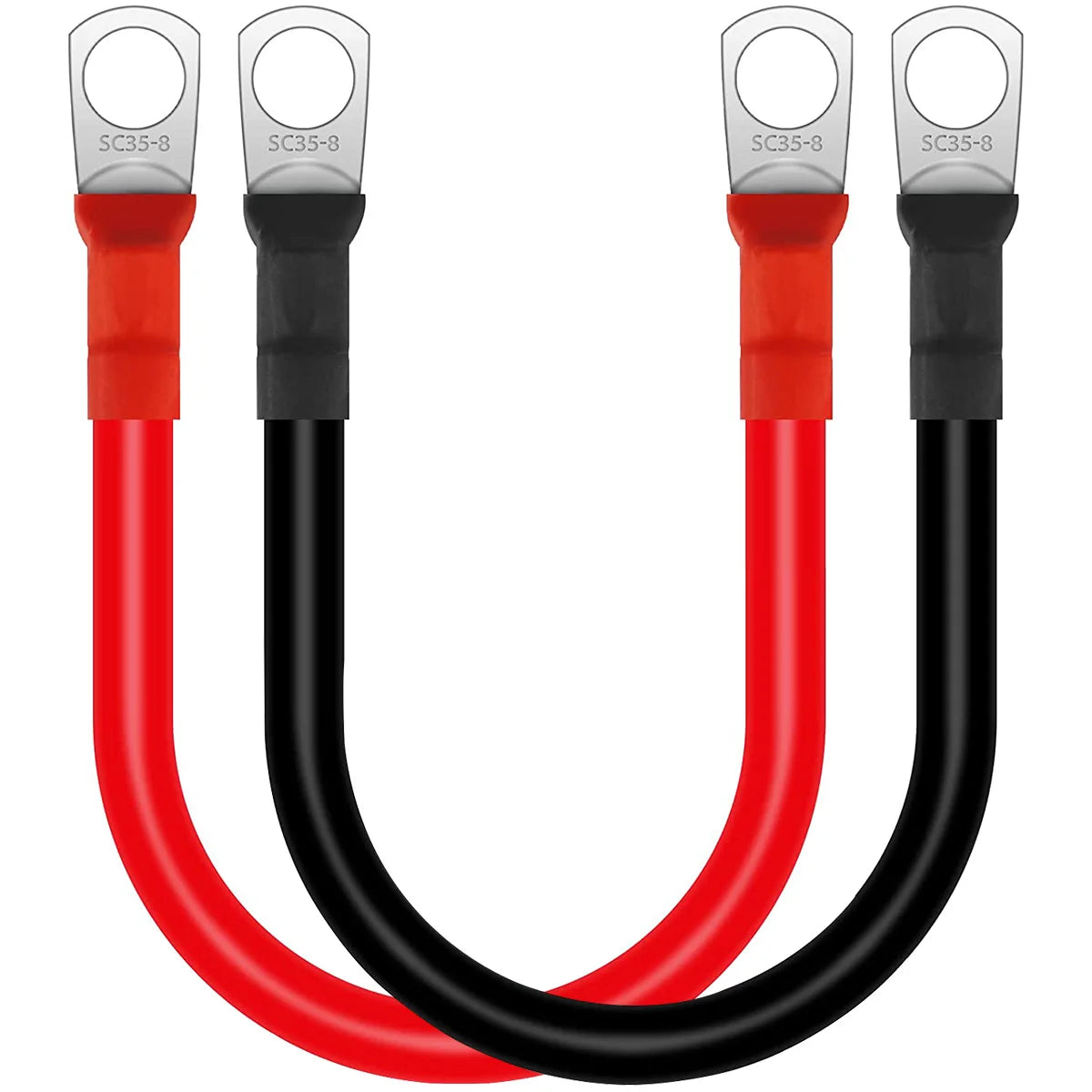 2Pcs Battery Inverter Cable 30cm 12V Copper Auto Battery Cable Waterproof Car Battery Leads  for Truck Motorcycle Solar RV Marin