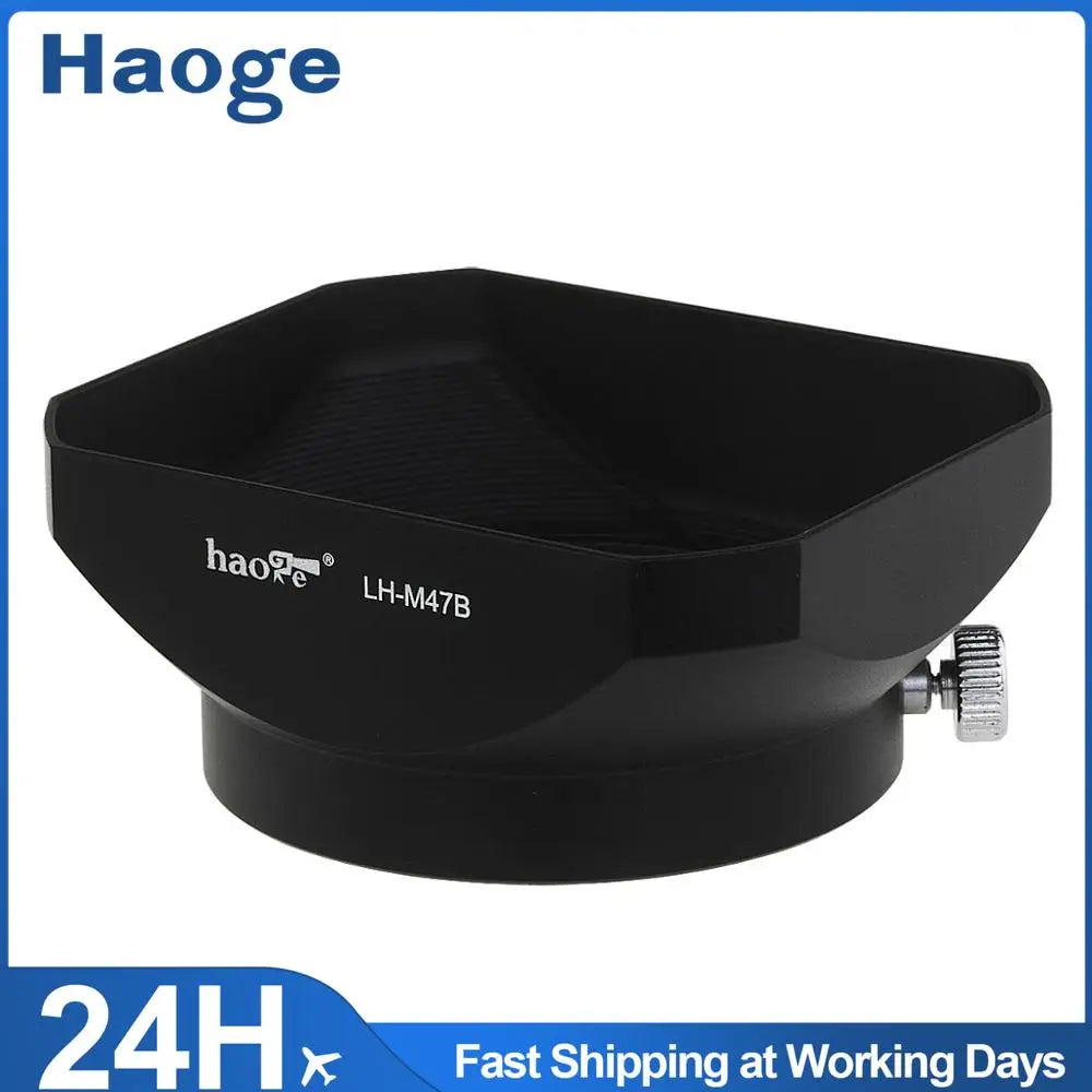 Haoge LH-M47B Metal Lens Hood Shade for Olympus M.ZUIKO Digital 12mm f/2 Lens Black