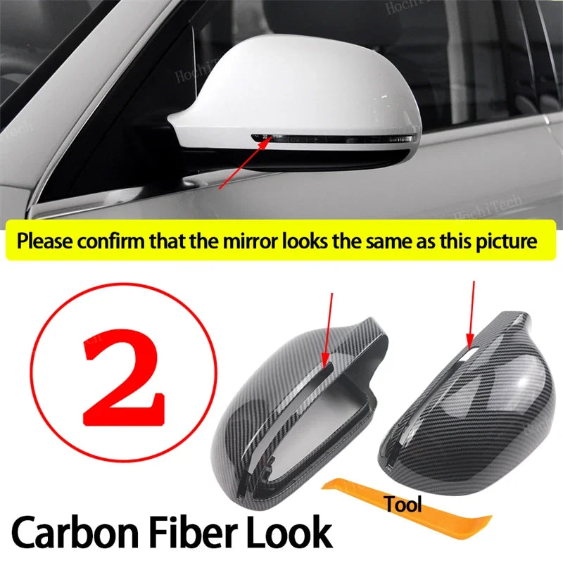 for Audi A3 A4 A5 A6 A8 Q3 SQ3 S4 S5 S6 S8 RS3 RS4 RS5 B8 B8.5 8P Carbon Fiber Look Black Mirror Cover Rearview Side Mirror Cap
