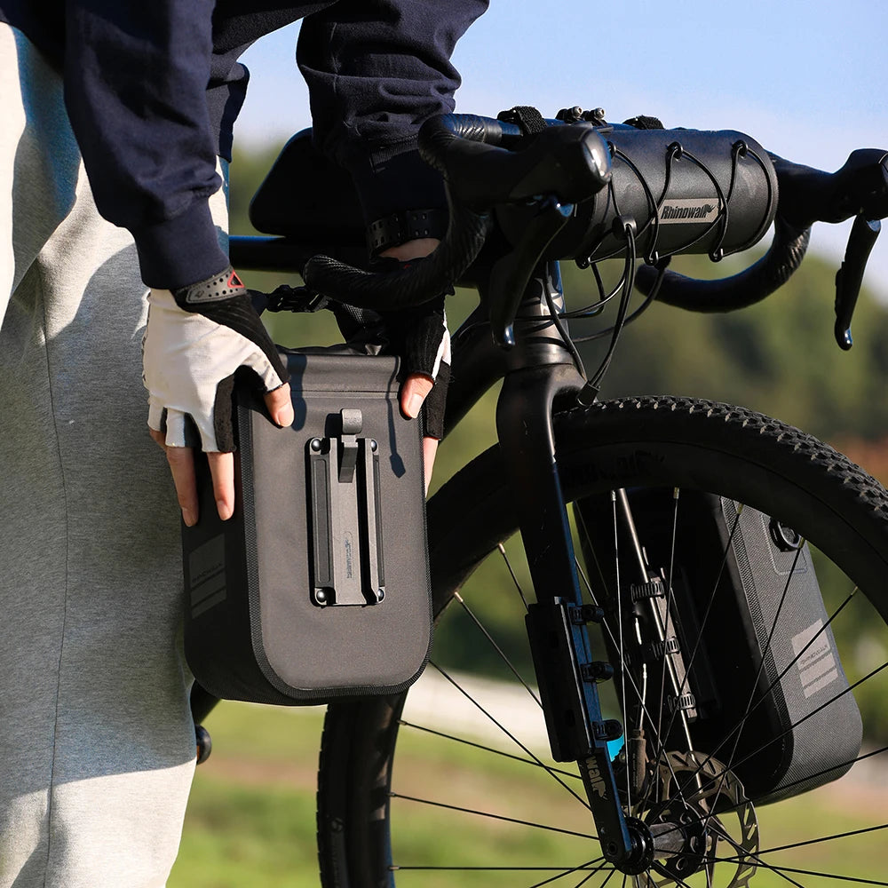 Rhinowalk Bicycle Front Fork Bag Waterproof Quick Release 4L/6L, Black Blue Olive Orange