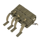 Tactical MOLLE Triple Open-Top Magazine Pouch with Accessory Bag, Black/Grey/Multicam