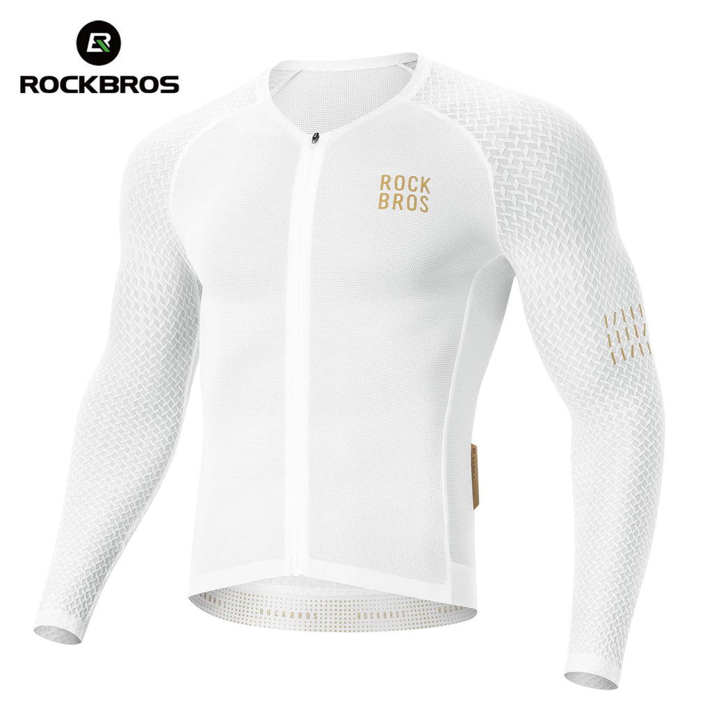 ROCKBROS Cycling Jersey Spring Autumn Lightweight High Elasticity Long Sleeve Bicycle Jersey Wicking Breathable MTB Bike Jersey