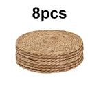 4/8/12pcs Round Woven Placemats Set Boho Rattan Placemat Natural Placemats 12Inch Farmhouse Weave Straw Braided Table Dinner Mat