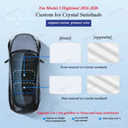 Sunshades For Tesla Model 3 Sunroof Highland 2025 Model Y 2020-26 Ice Cloth Buckle Sun Pare Glass Front Rear Skylight Accessory