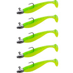 5Pcs/Lot T-tail Soft Fishing Bait Matched With Head Hooks Artificial Wobblers Swimbait Fishing Tackles For Bass Pike Pesca
