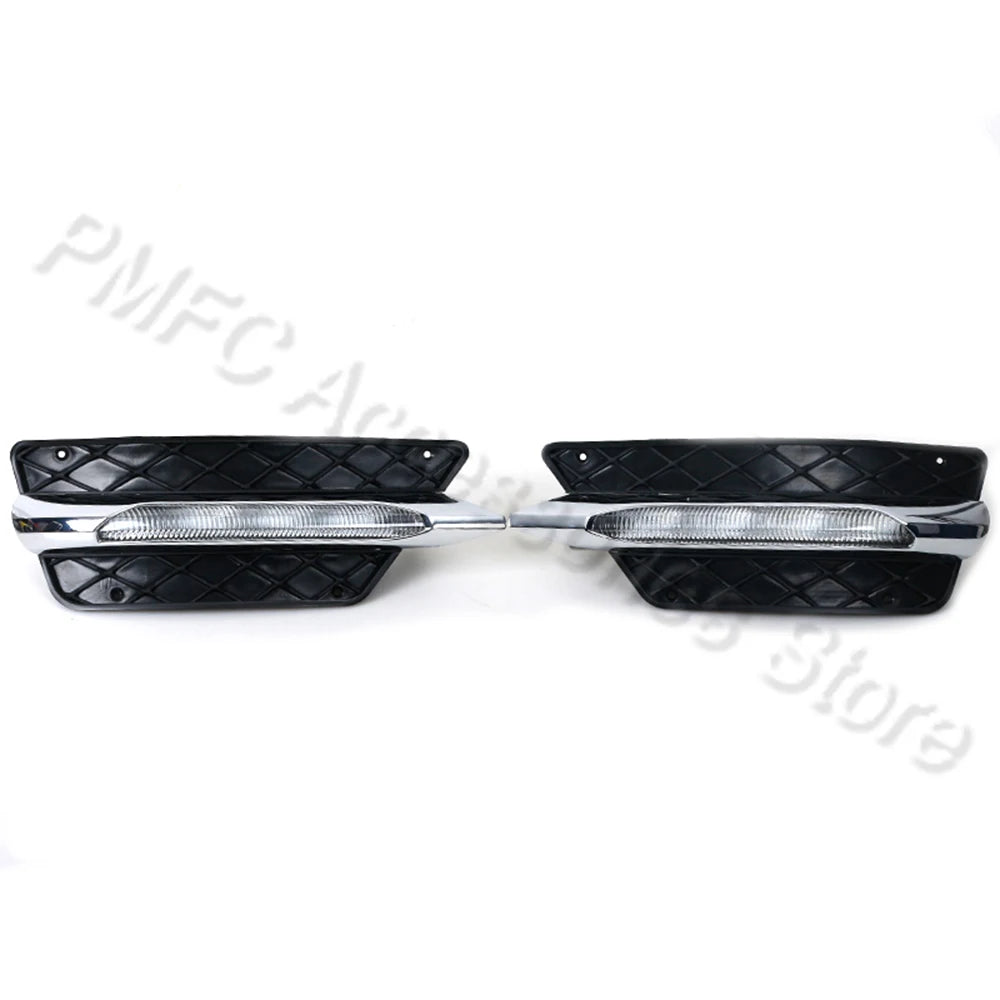PMFC Front Bumper Grilles Molding LED Fog Light Daytime Running Light Fog Lamp For Mercedes-Benz W204 C-Class 2012 2013 2014