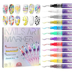12Pcs/Set Nail Acrylic Graffiti Pen 12 Color Nail Marker Drawing DIY Beauty Nail Art Tools Waterproof and Quick Drying Nail Mark