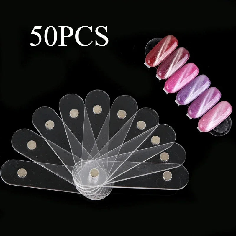 False Nail Tips Display Stand With Magnet Transparent Practice Acrylic Gel Polish Holder Strip Manicure Showing Tools