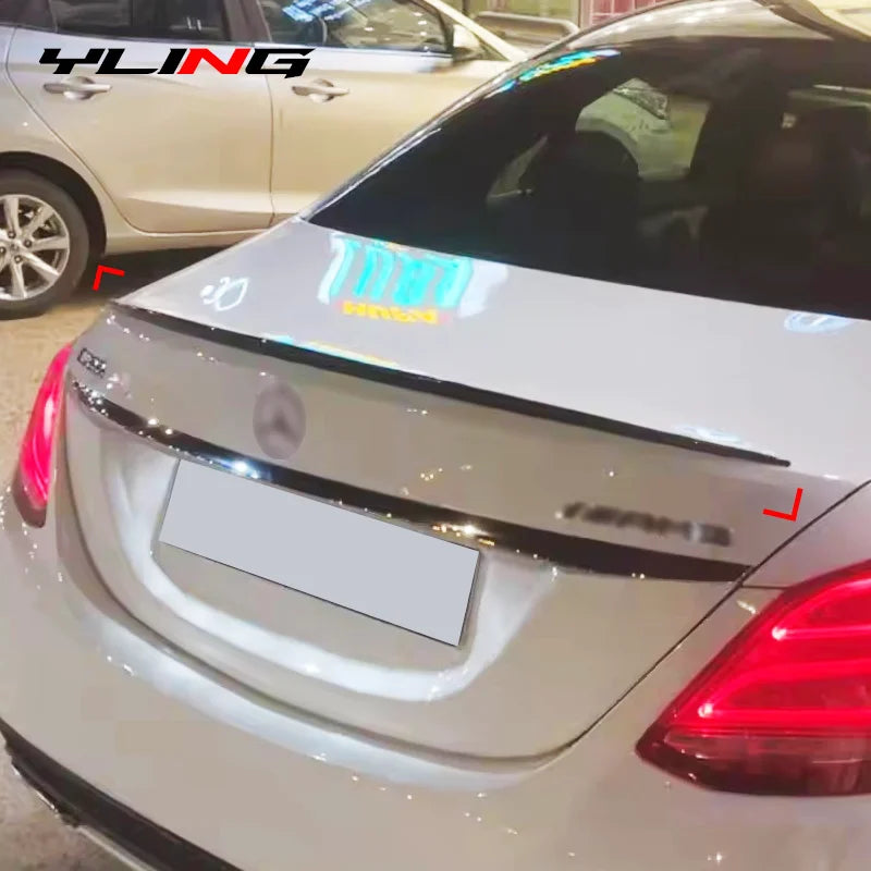 For Mercedes Benz Accessories C-Class W205 AMG 2015+ C43 C63 C200 C250 C300 C400 Car Rear Trunk Spoiler Lip Trim Gloss Black Rub
