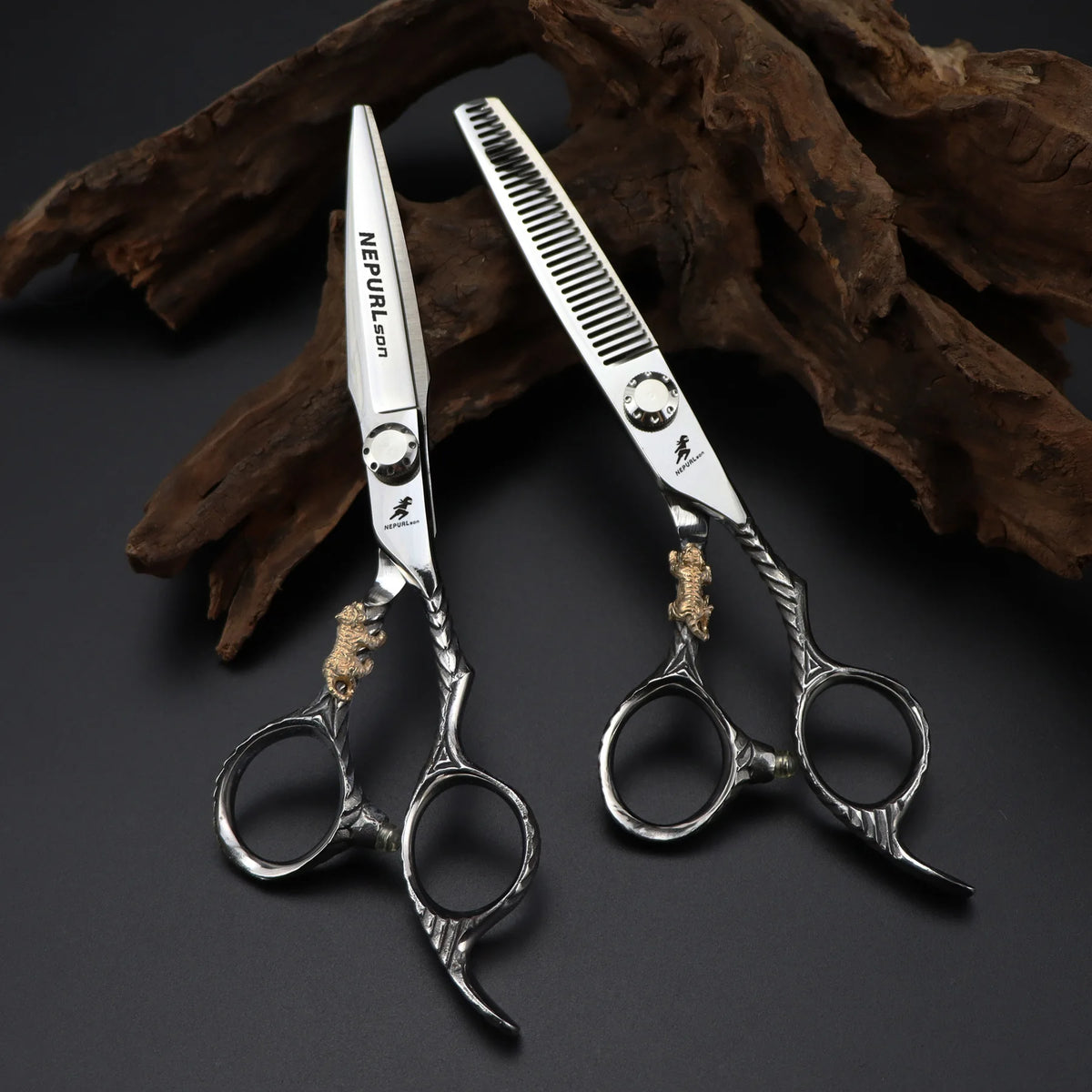Nepurlson 6 Inch 440C Stainless Steel Professional Hair Scissors Barber Cutting Scissor Hairdressing Set