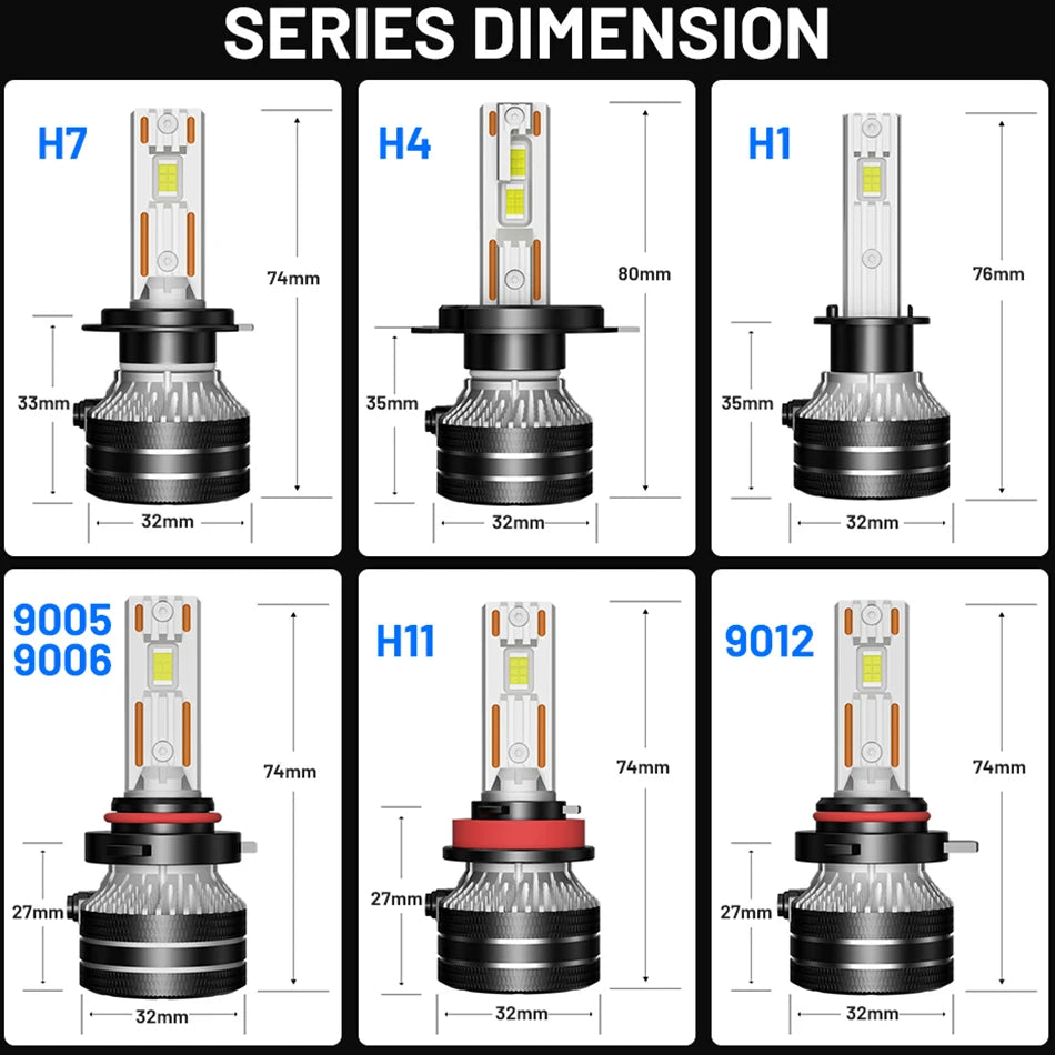 K5C H4 LED Headlights Canbus H7 H1 H11 H8 9005 HB3 9006 HB4 9012 HIR2 880 881 H27 9007 9008 H13 CSP Car Lights 4300K 6000K 8000K