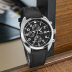 SAPPHERO Business Men's Watch Comfortable Leather Strap Water Resistant Watch with Illuminated Hands Chronograph Watch For Men