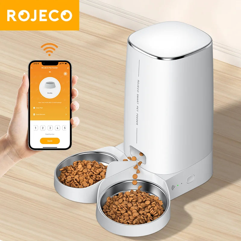 Automatic WiFi Smart Cat Feeder Kibble Dispenser Remote Control, Single or Double Bowl