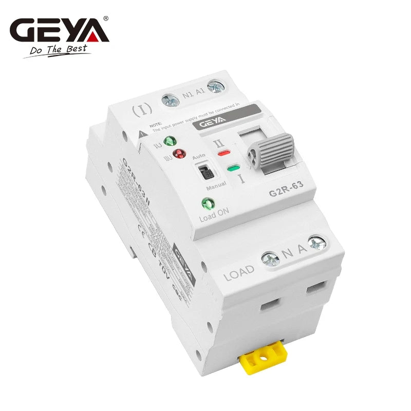 GEYA G2R ATS Mini Automatic Transfer Switch 220V Din Rail Dual Power Electrical Selector Switches Uninterrupted Power 63A 110V