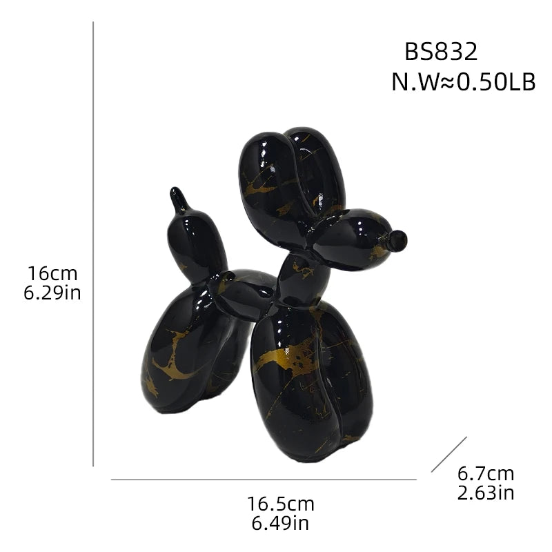 Water Transfer Balloon Dog Sculpture Resin Craft Decorative Piece for Bedroom, Living Room, and Study with Trendy Style
