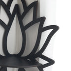 Wooden Lotus Wall Mounted Corner Shelf Rack, Black - Essential Oil Candle Holder