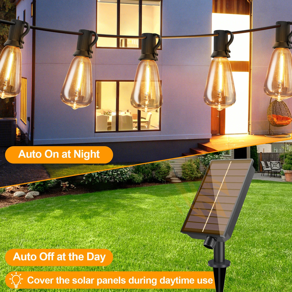 Solar G40 Globe LED String Lights with Remote, 8 Modes, Weatherproof, 10m 15 Bulbs or 18m 30 Bulbs