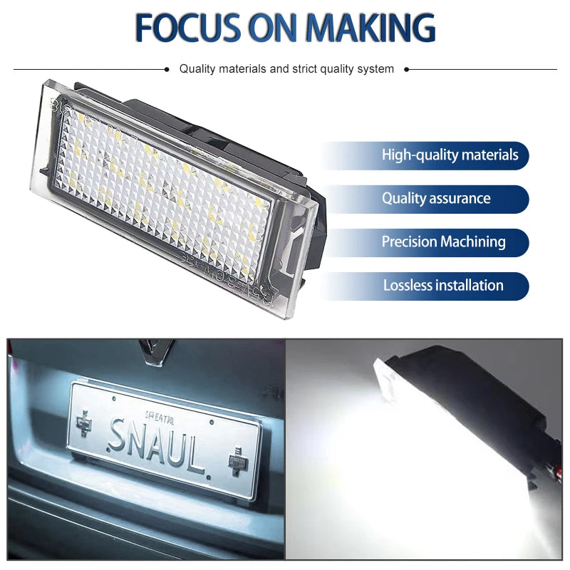 2Pcs Car LED License Number Plate Light White For Renault Trafic 3 (X84) 2014 2015 2016 2017 2018 2019 2020 Canbus Error Free