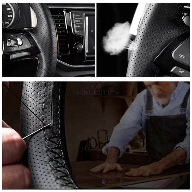 DIY Black Faux Leather Car Accessories Steering Wheel Cover For Toyota Hilux 2015-2021 Fortuner 2015-2021
