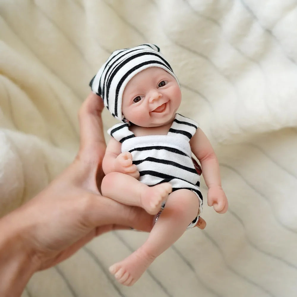7" Boy& Girl Micro Preemie Full Body Silicone Baby Doll "Noah" Lifelike Mini Reborn Doll Surprice Children Anti-Stress