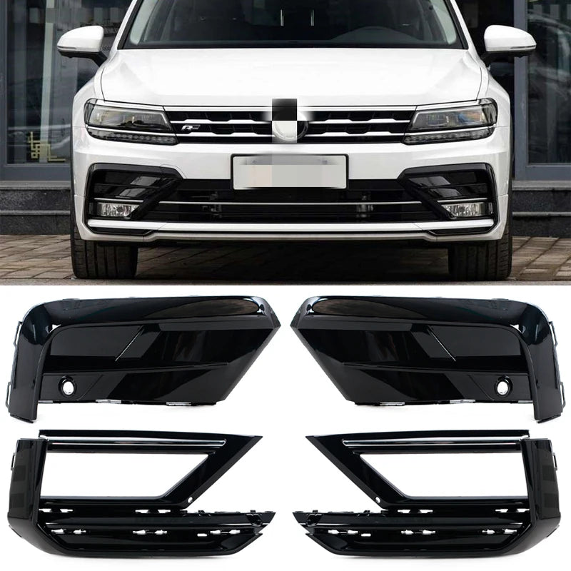 For VW Tiguan R-LINE 2017 2018 2019 Car Front Fog Light Bumper Frame Trim Panel Lower Center Grille Foglight Frame Accessories